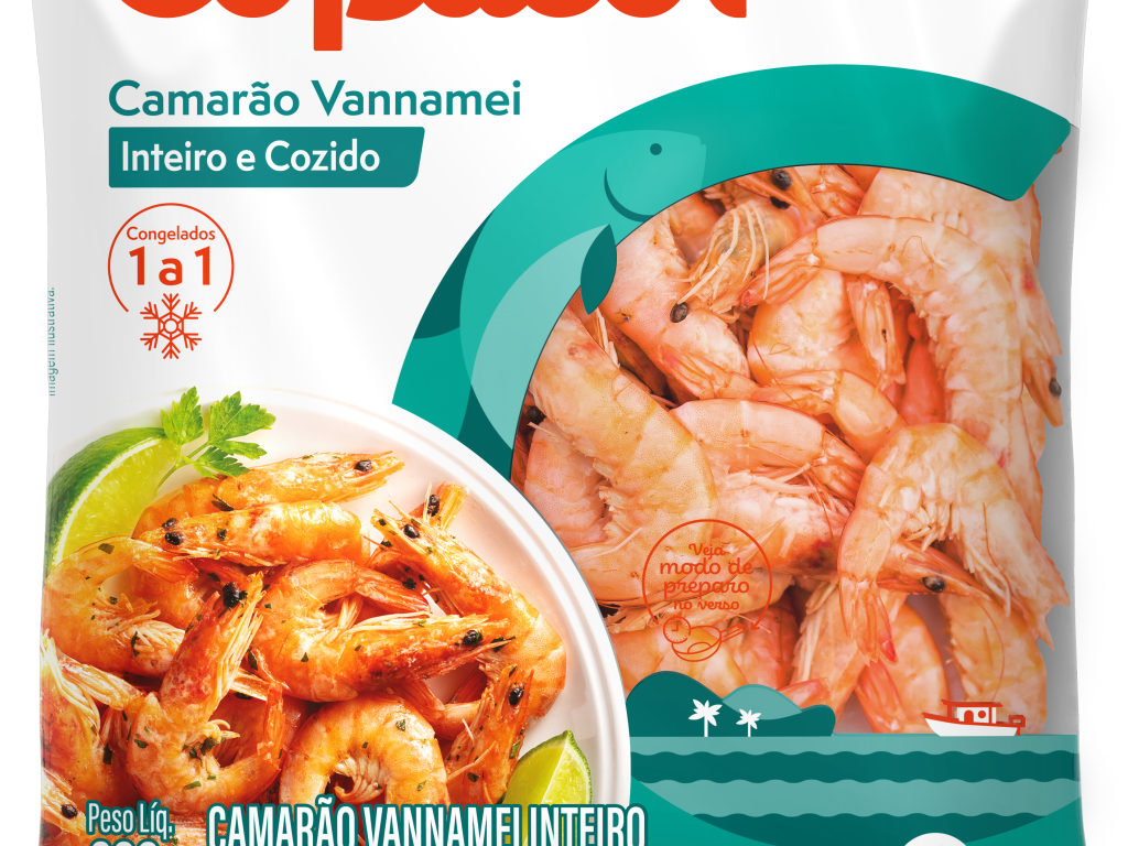 Camarão Vannamei Inteiro Cozido Cong. 200g