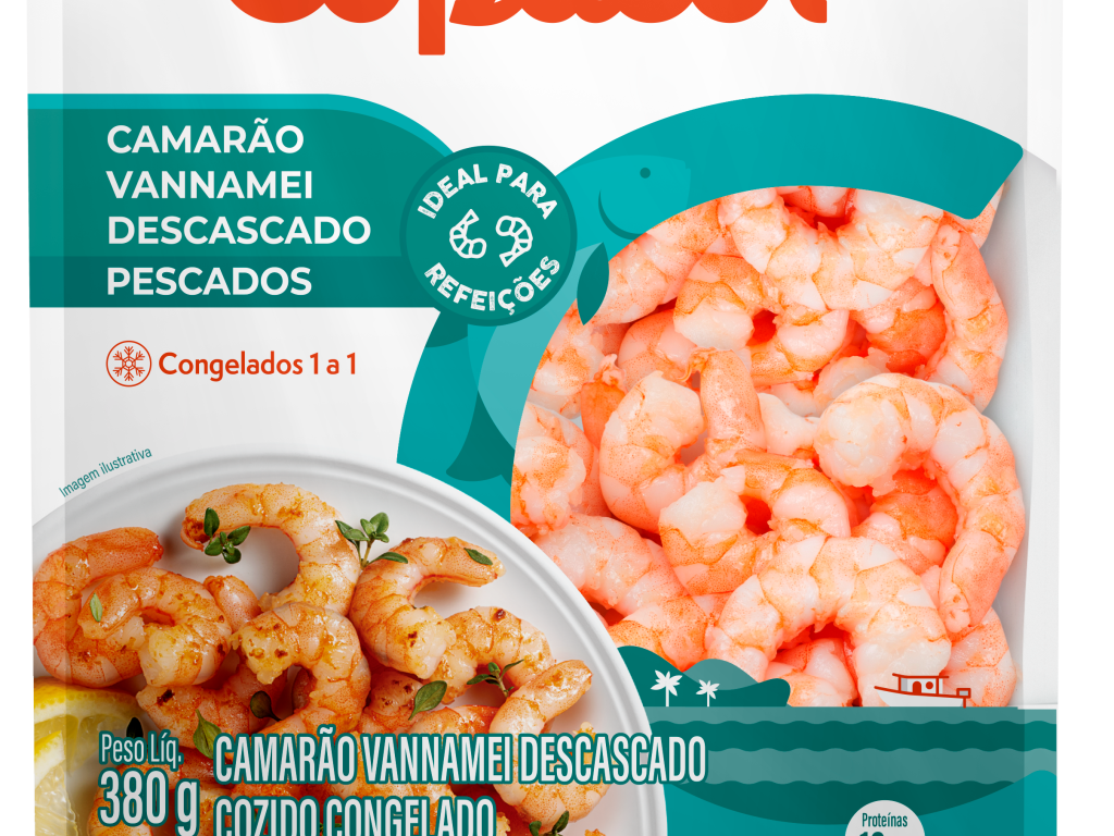 Camarão Vannamei Descascado Cozido Cong. 380g