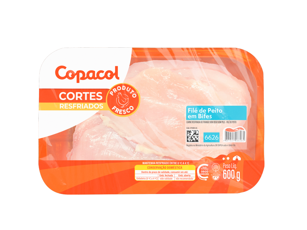 Filé de Peito em Bifes Resfriado Bandeja de 600g