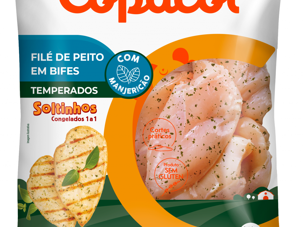 Filé de Peito em Bifes Temp. com Manjericão IQF 800g