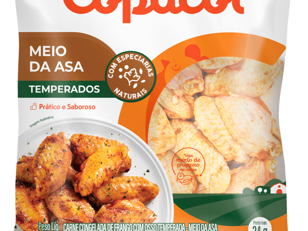 Meio da Asa Temperado Congelado 1Kg