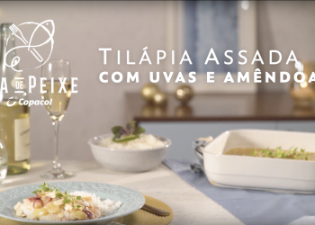 Tilápia Assada com uvas e amêndoas