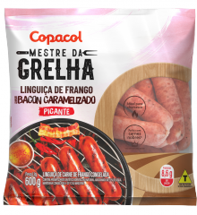 Linguiça de Frango Sabor Bacon Caramelizado Picante Congelada 600g