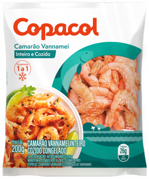 Camarão Vannamei Inteiro Cozido Cong. 200g