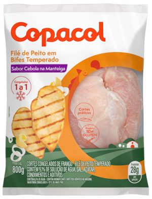 Filé de Peito em Bifes Temp. Sabor Cebola na Manteiga IQF 800g