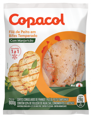 Filé de Peito em Bifes Temp. com Manjericão IQF 800g