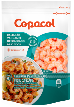 Camarão Vannamei Descascado Cozido Cong. 380g