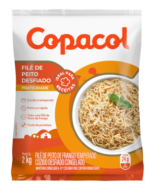 Filé de Peito Cozido Desfiado Temp Cong 2kg 