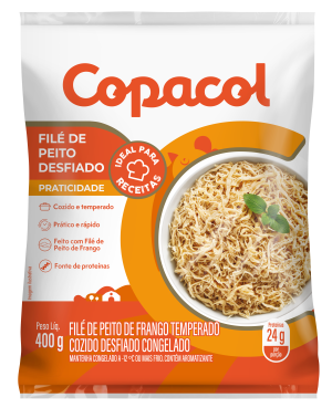 Filé de Peito Cozido Desfiado Temp Cong 400g