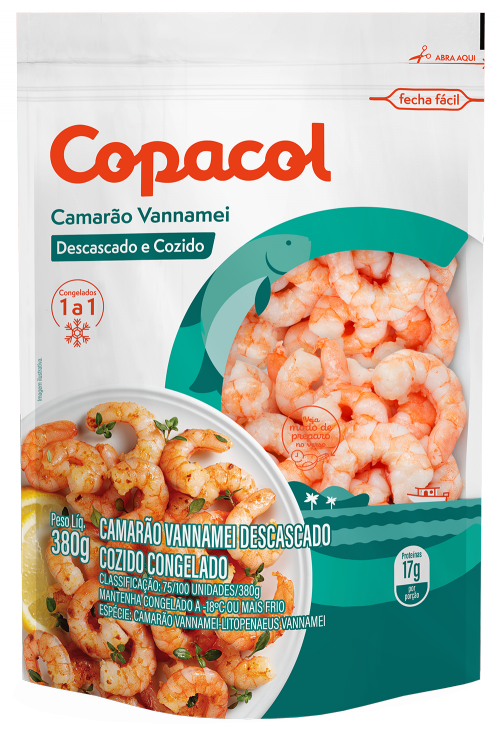 Camarão Vannamei Descascado Cozido Cong. 380g