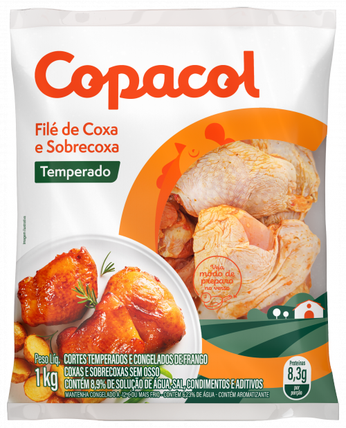 Filé de Coxa e Sobrecoxa Temperada Congelada 1Kg