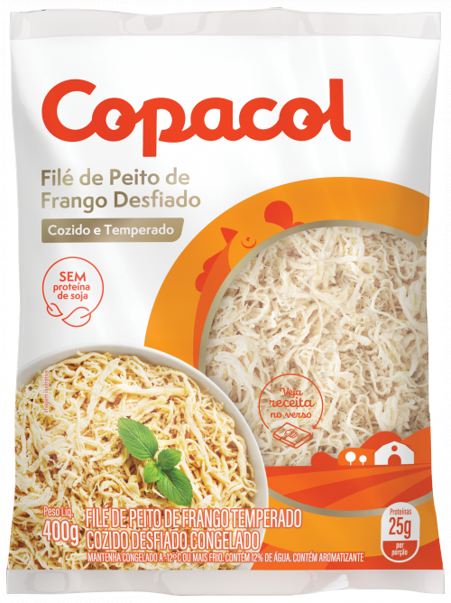 Filé de Peito Cozido Desfiado Temp Cong 400g