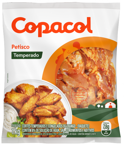 Petisco de Frango Temperado Congelado 1Kg