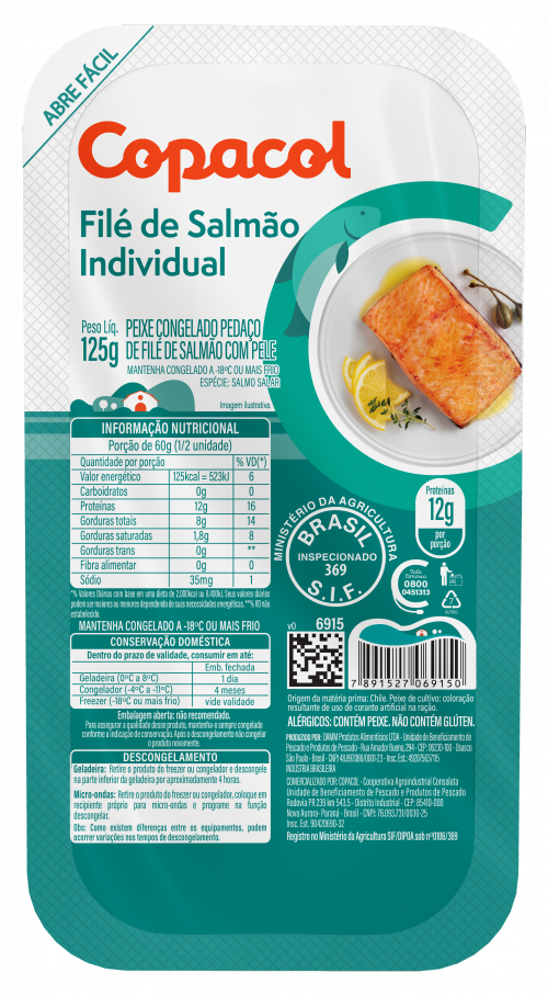 Filé de Salmão Individual Congelado 125g