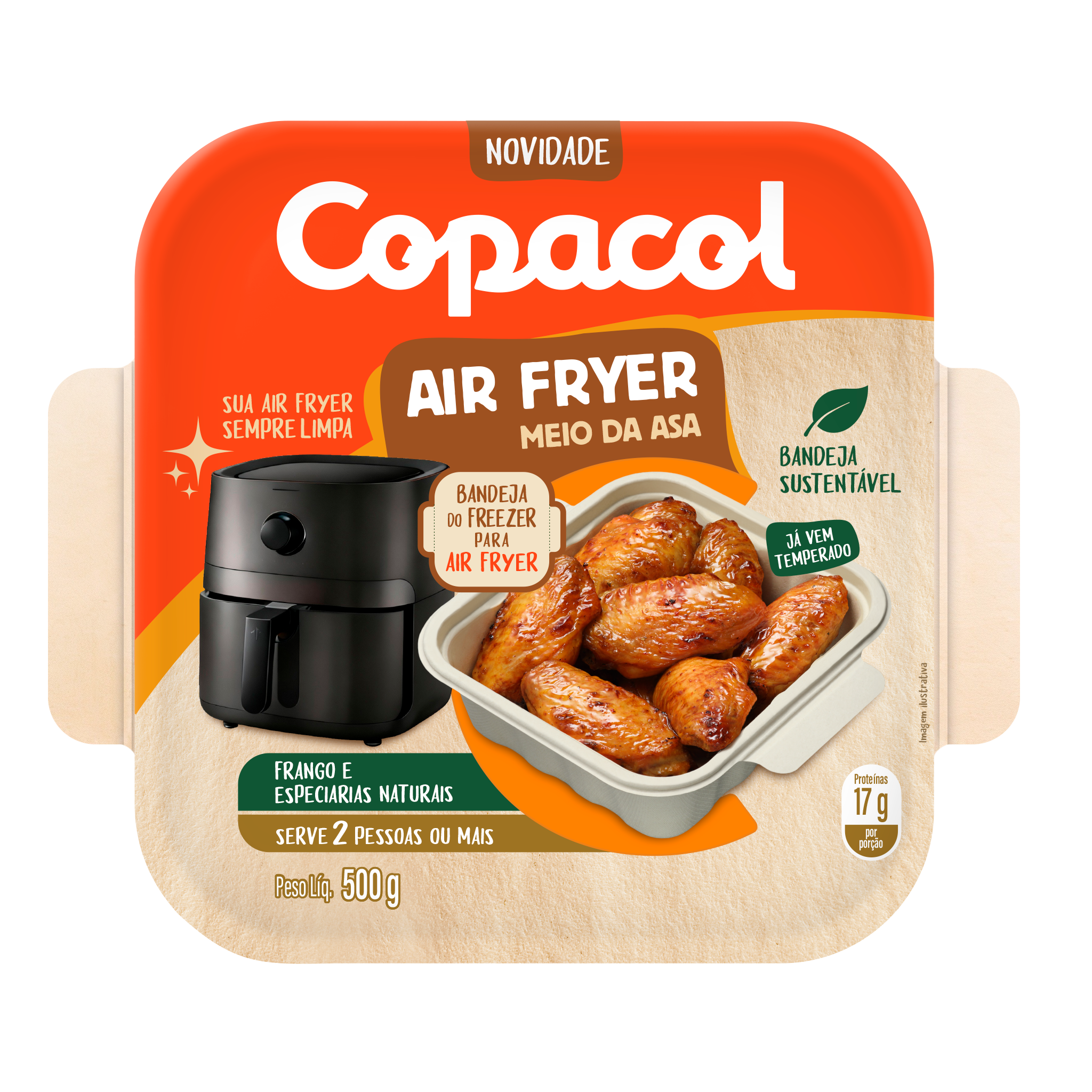 Meio da Asa Temp. Air Fryer 500g 