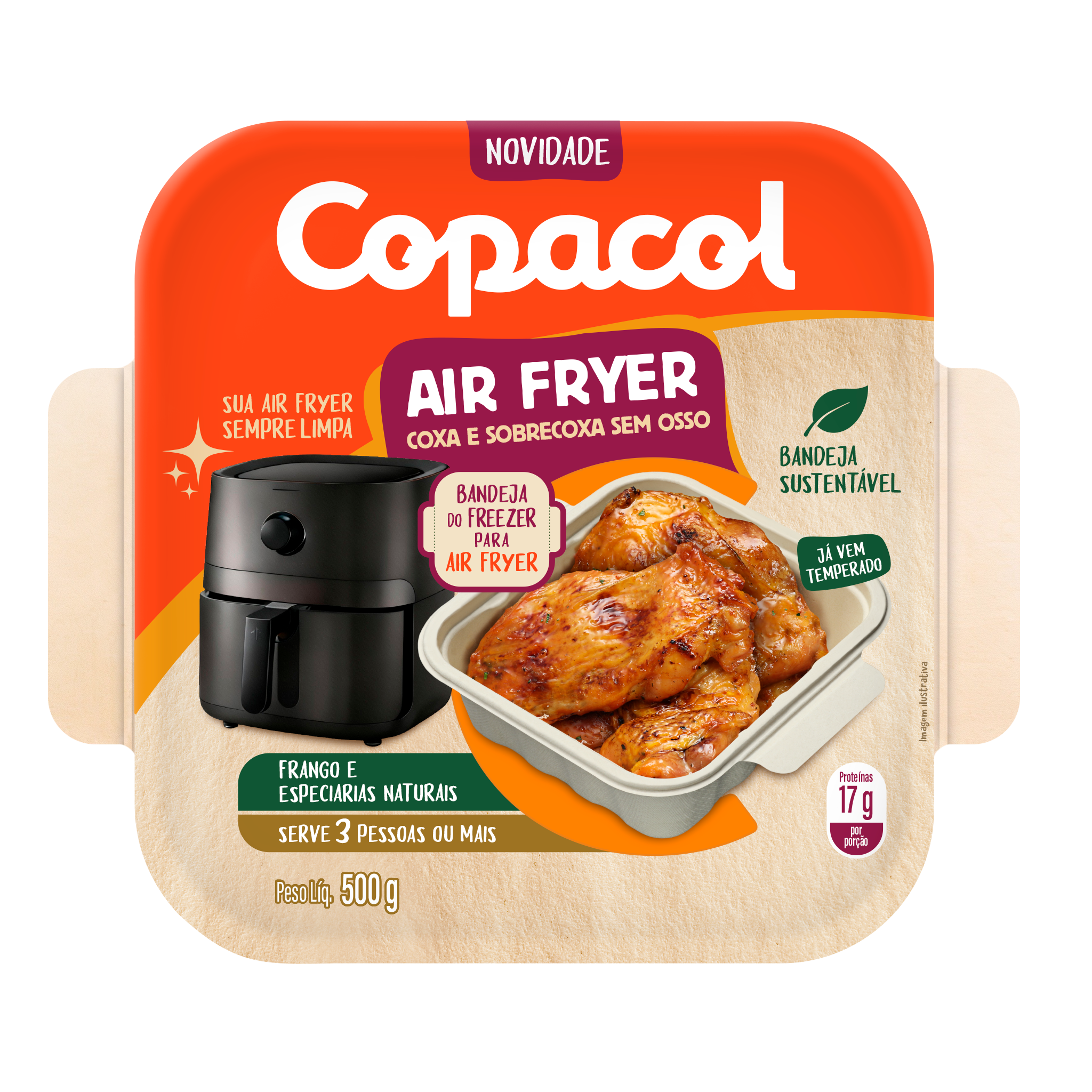 Coxa e Sobrecoxa sem Osso Temp. Air Fryer 500g 