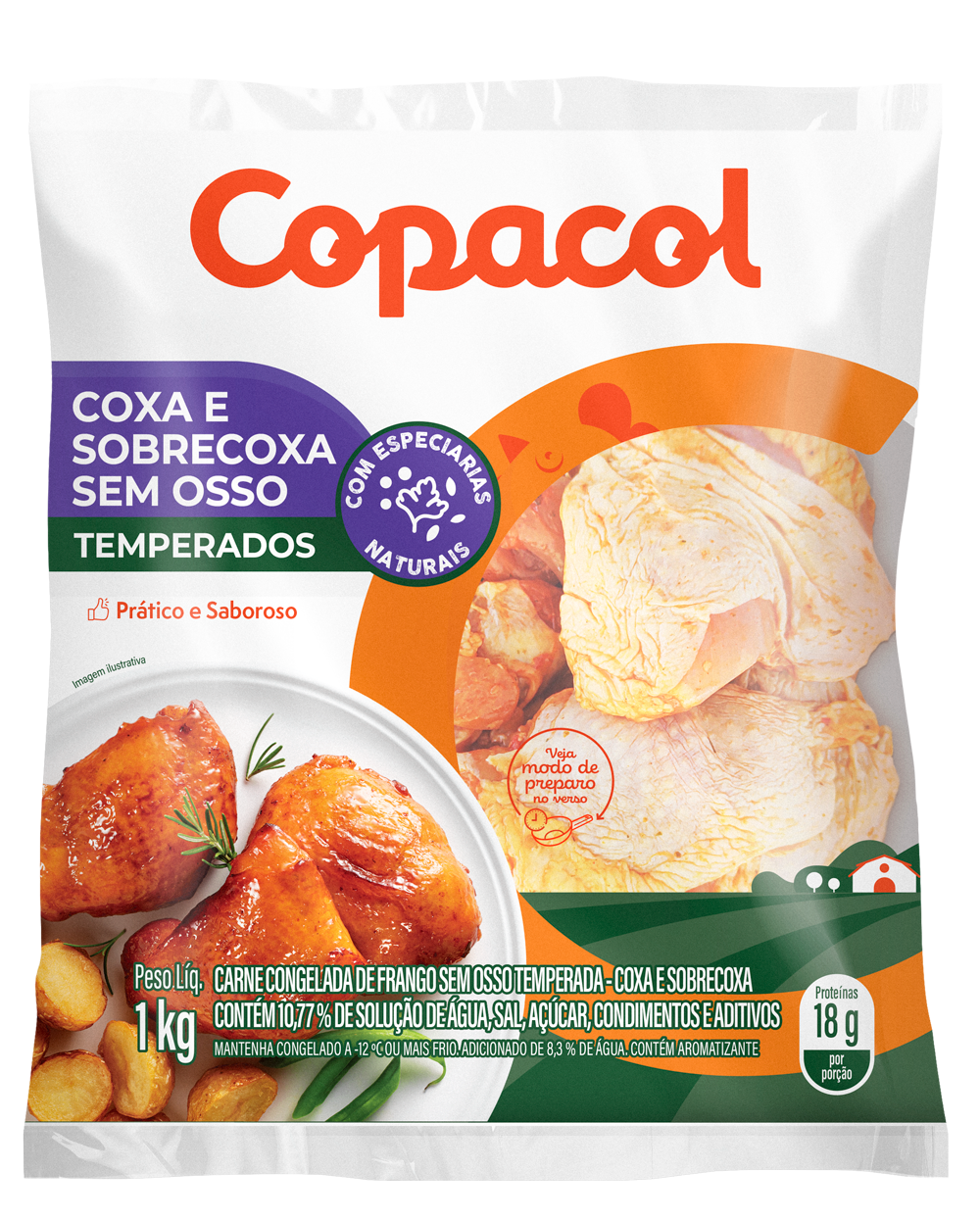 Coxa e Sobrecoxa Temperada Congelada 1Kg