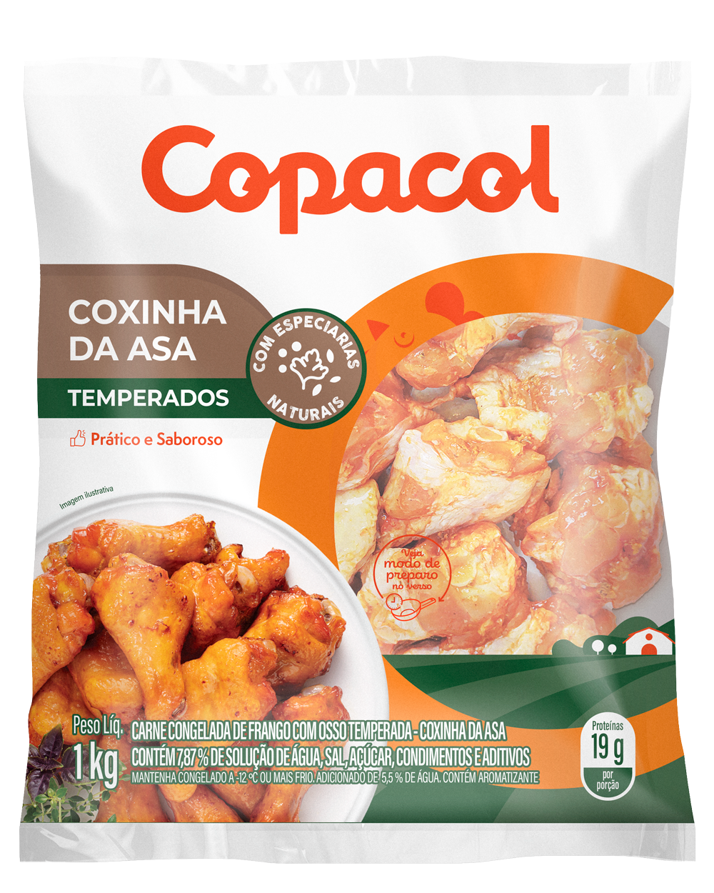 Coxinha da Asa Temperada Congelada 1Kg