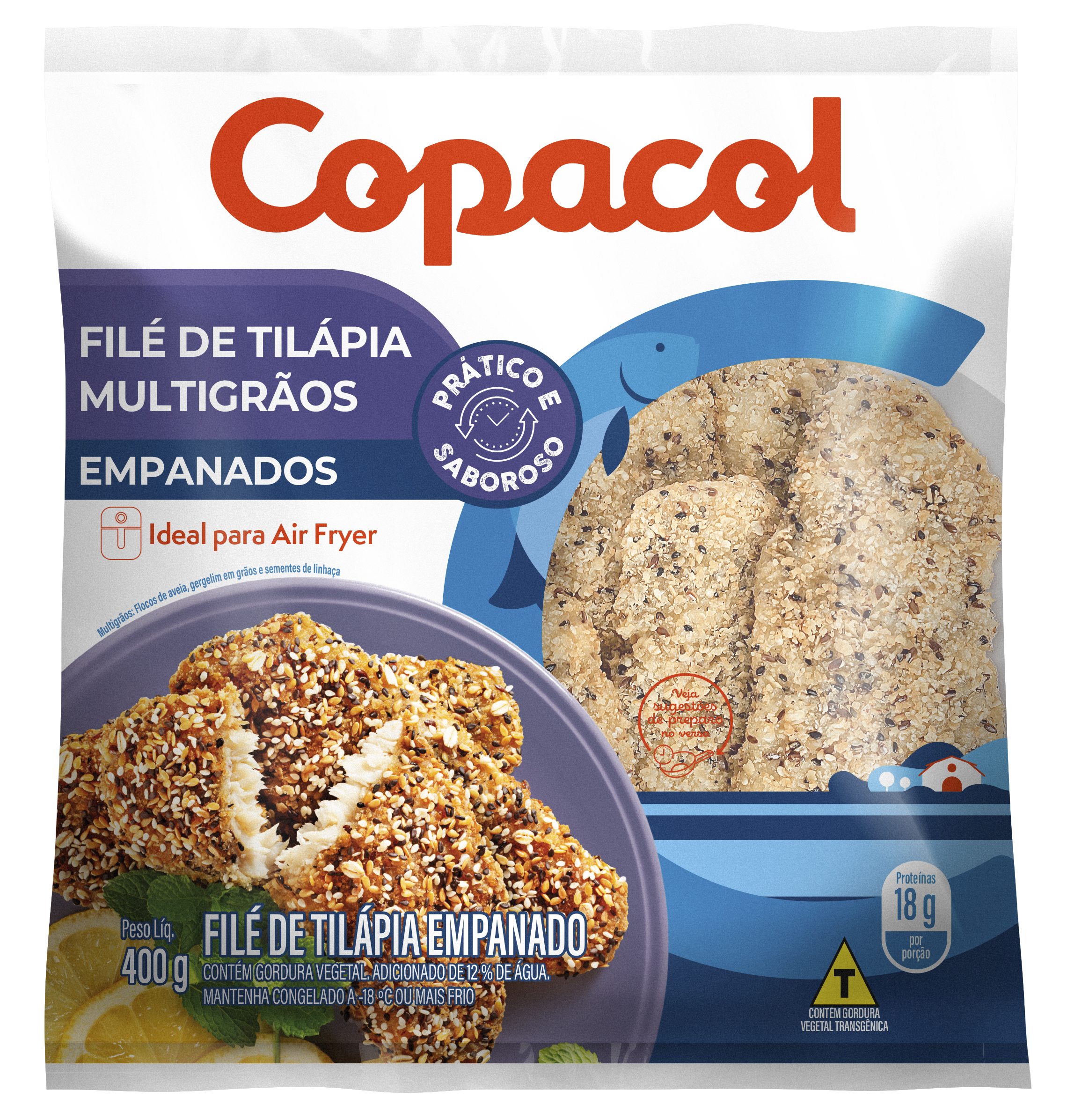 Filé de Tilápia Empanado Multigrãos Congelado 400 g