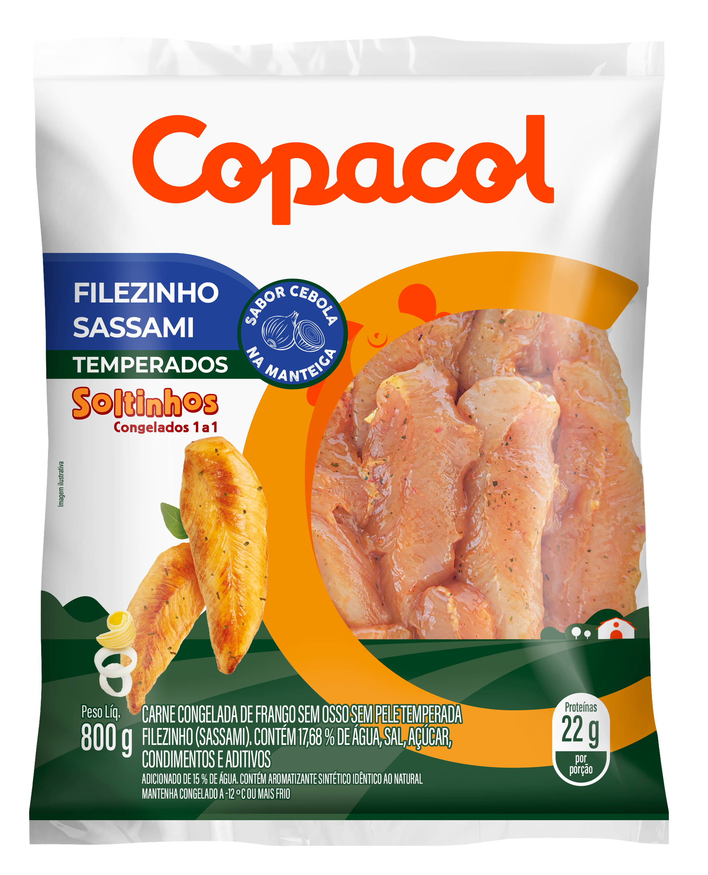 Filezinho Sassami Temp. Sabor Cebola na Manteiga IQF Cong. 800 g