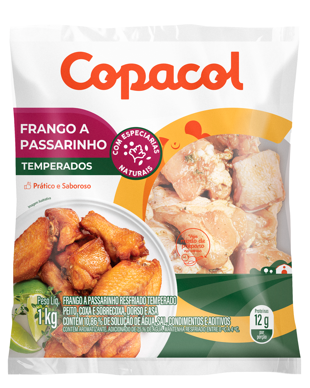 Frango a Passarinho Temperado Resfriado 1Kg