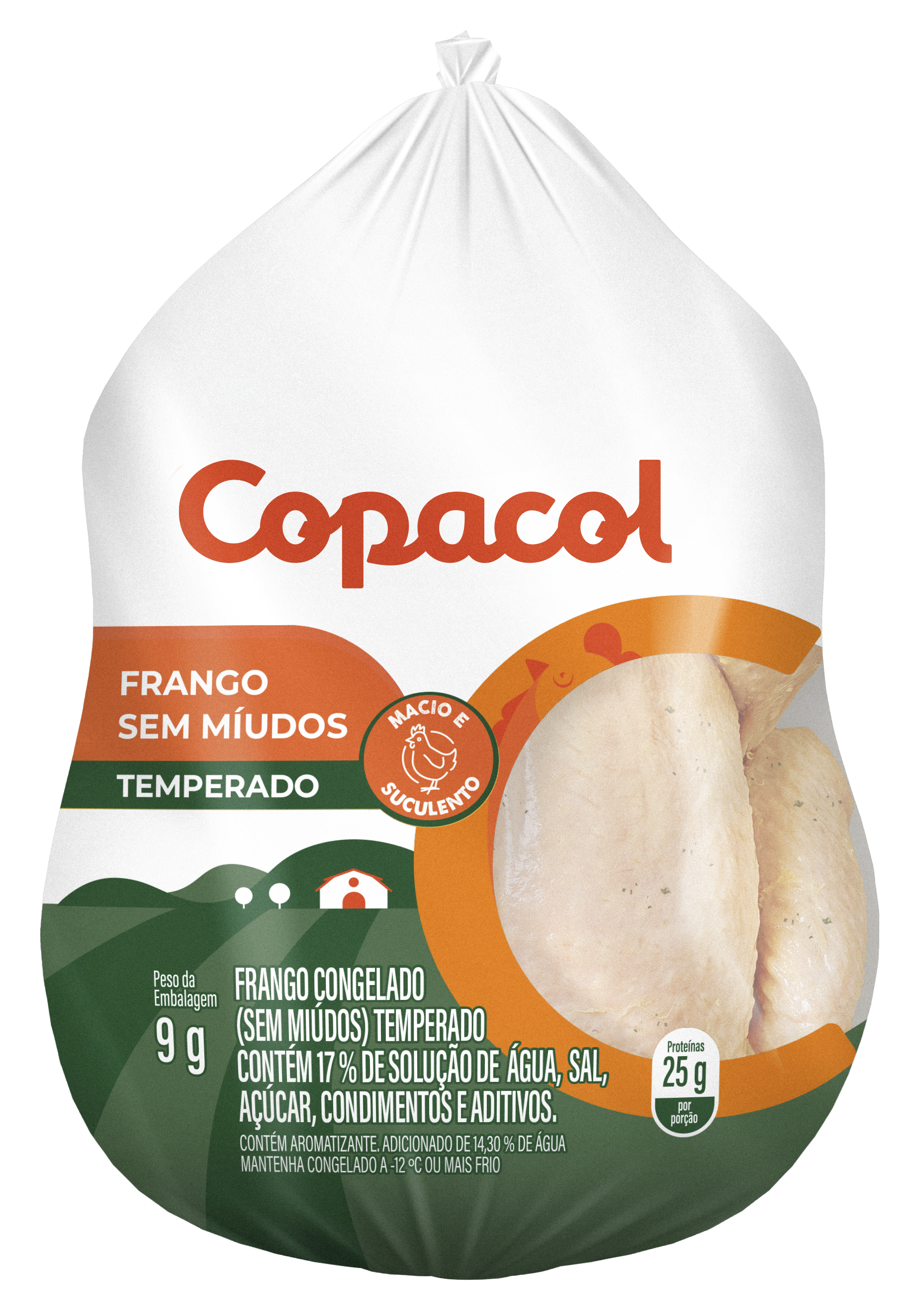 Frango Inteiro Sem Miúdos Temperado Congelado