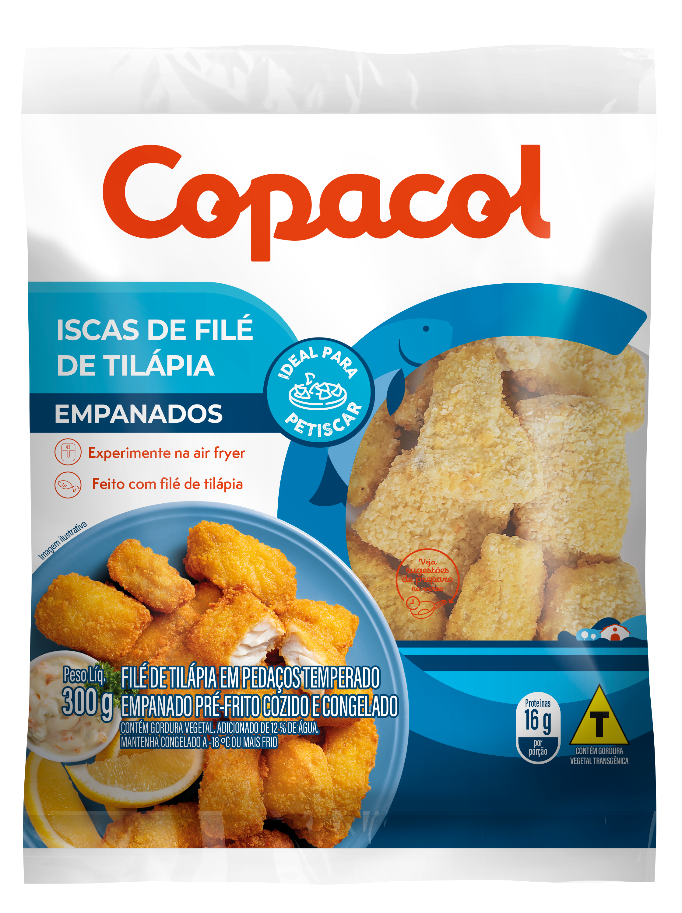 Iscas de Filé de Tilápia Temperada e Empanada 300 g