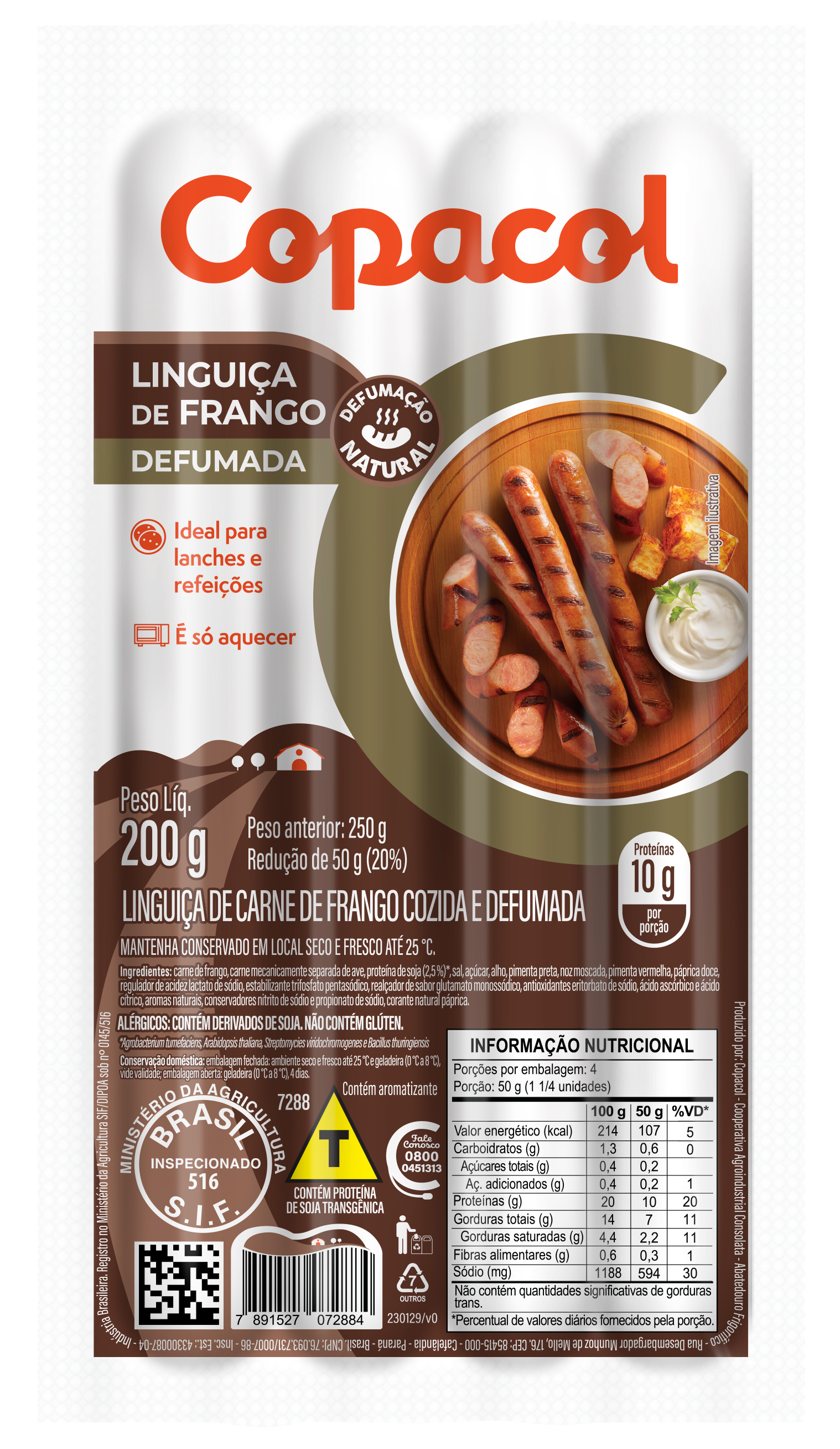Linguiça de Frango Defumada 200g