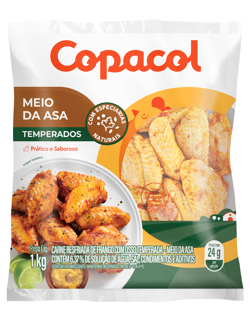 Meio da Asa Temperado Resfriado 1Kg