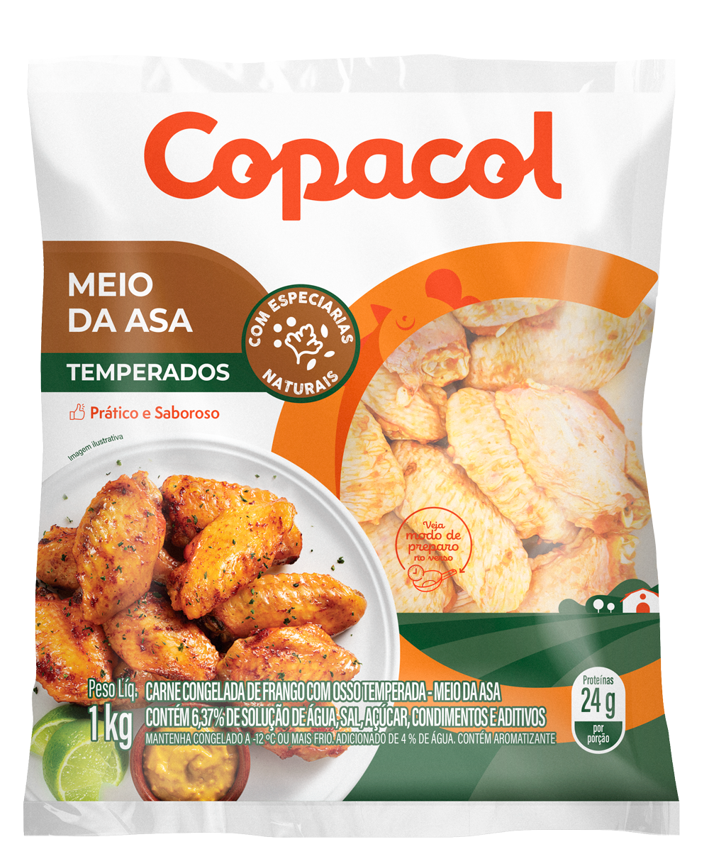 Meio da Asa Temperado Congelado 1Kg