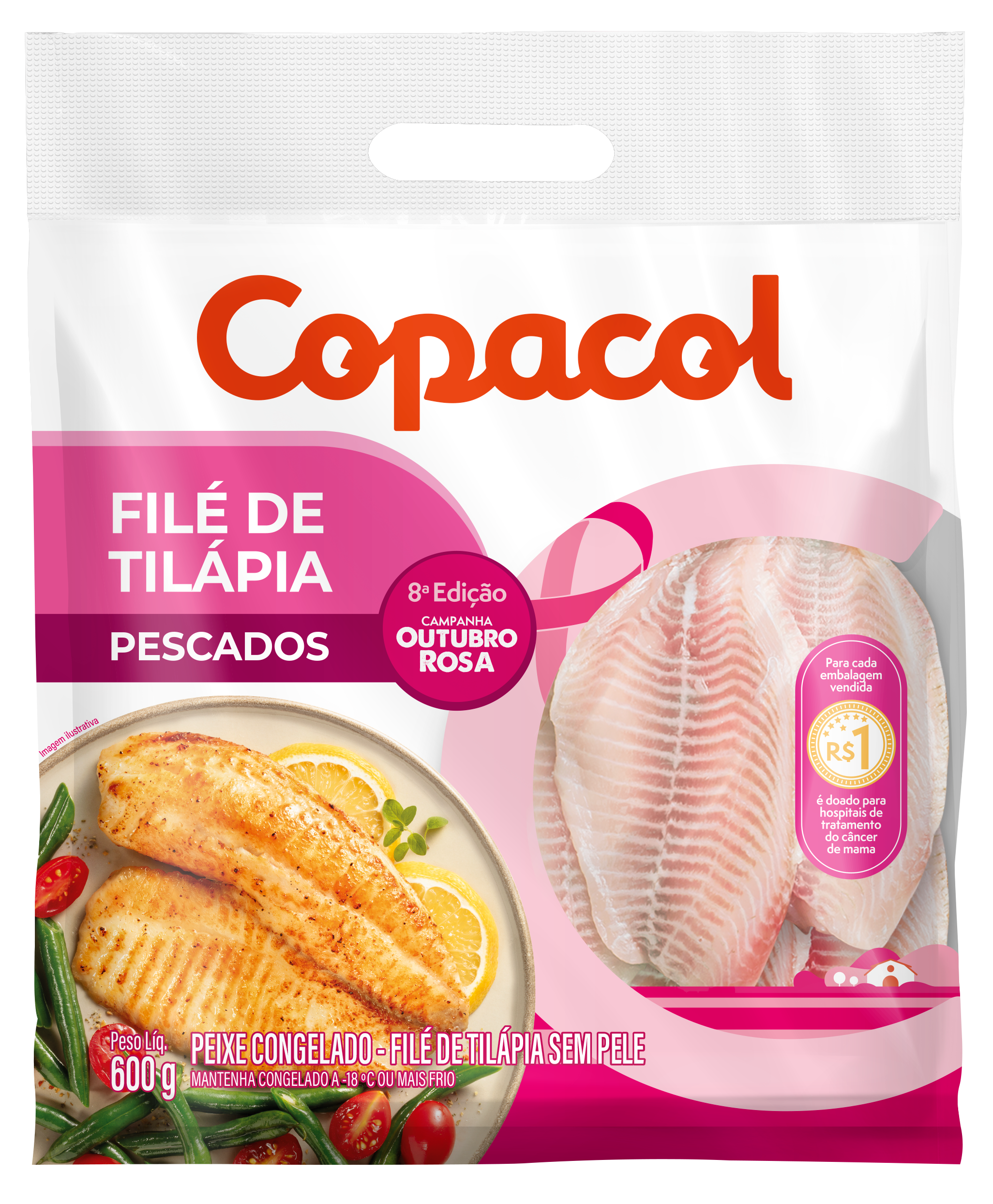 Filé de Tilápia Outubro Rosa 600 g