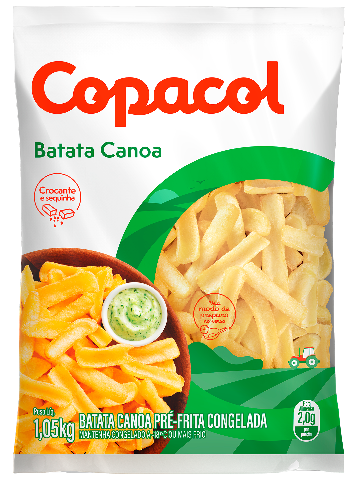 Batata Canoa Pré-Frita Congelada 1,05Kg