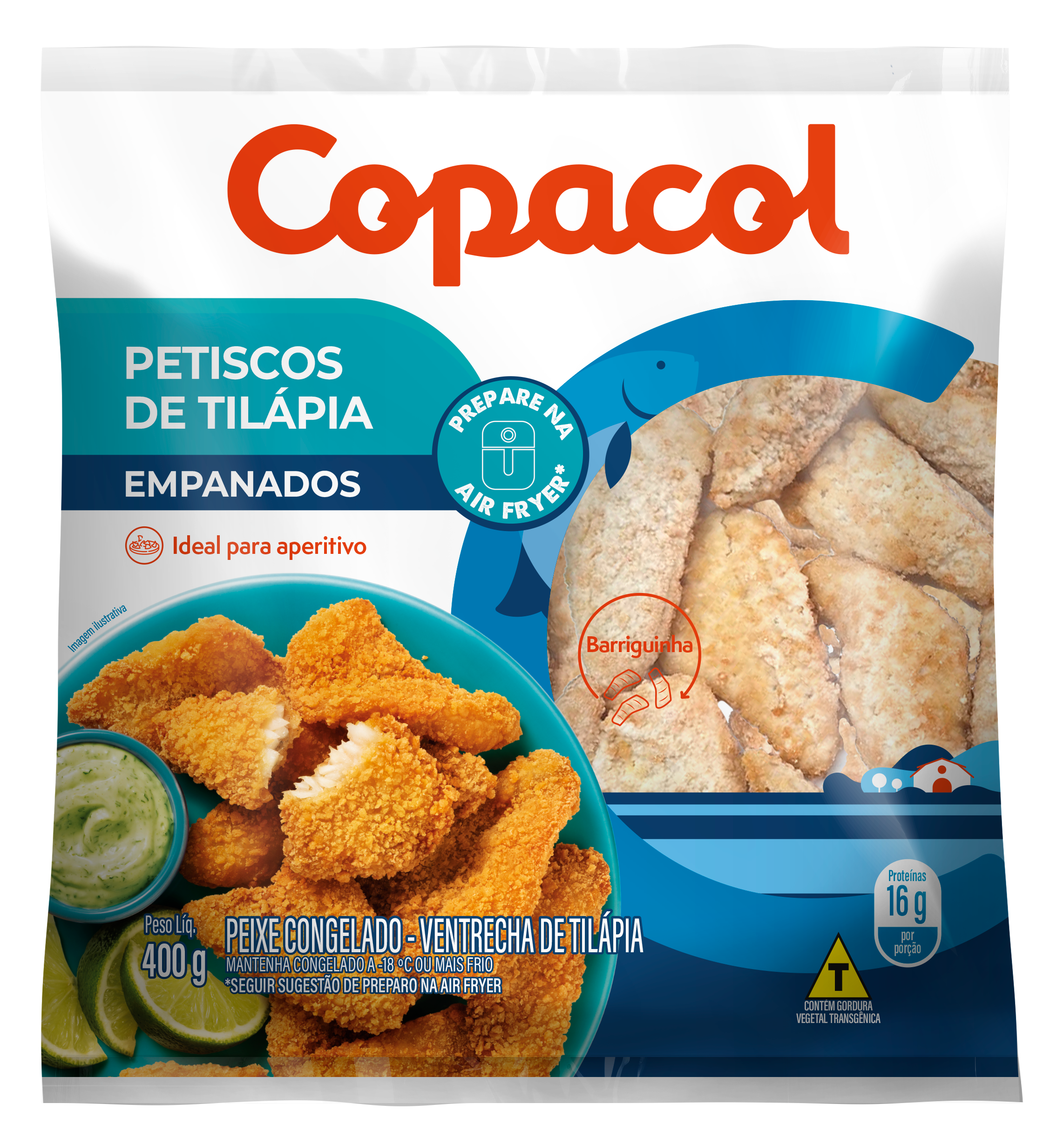 Petiscos de Tilápia Empanados Congelados 400 g